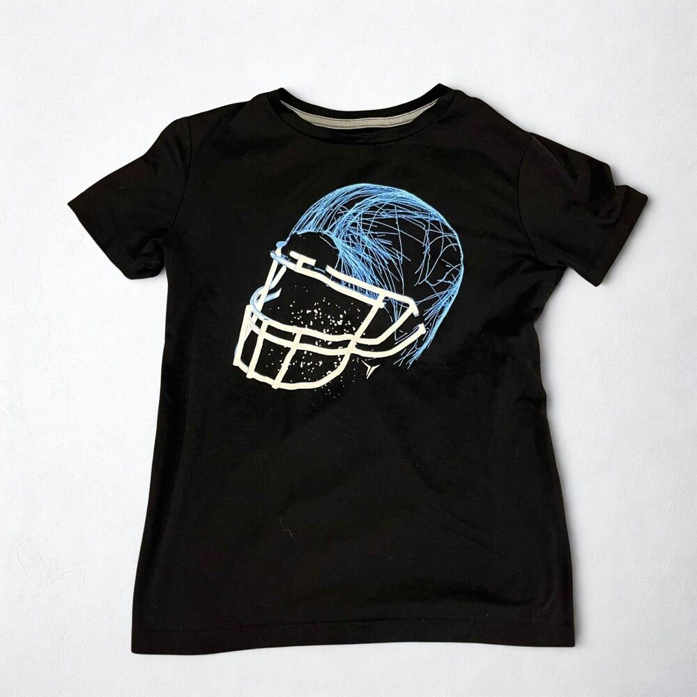 Old Navy T-Shirt Boys L Short Sleeve Black Go-Dry Active Athletic Football Tee